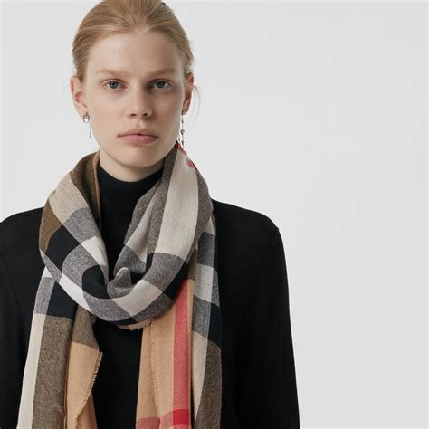 burberry m tonal lightweight check scarf camel|Check Cashmere Scarf in Mid camel .